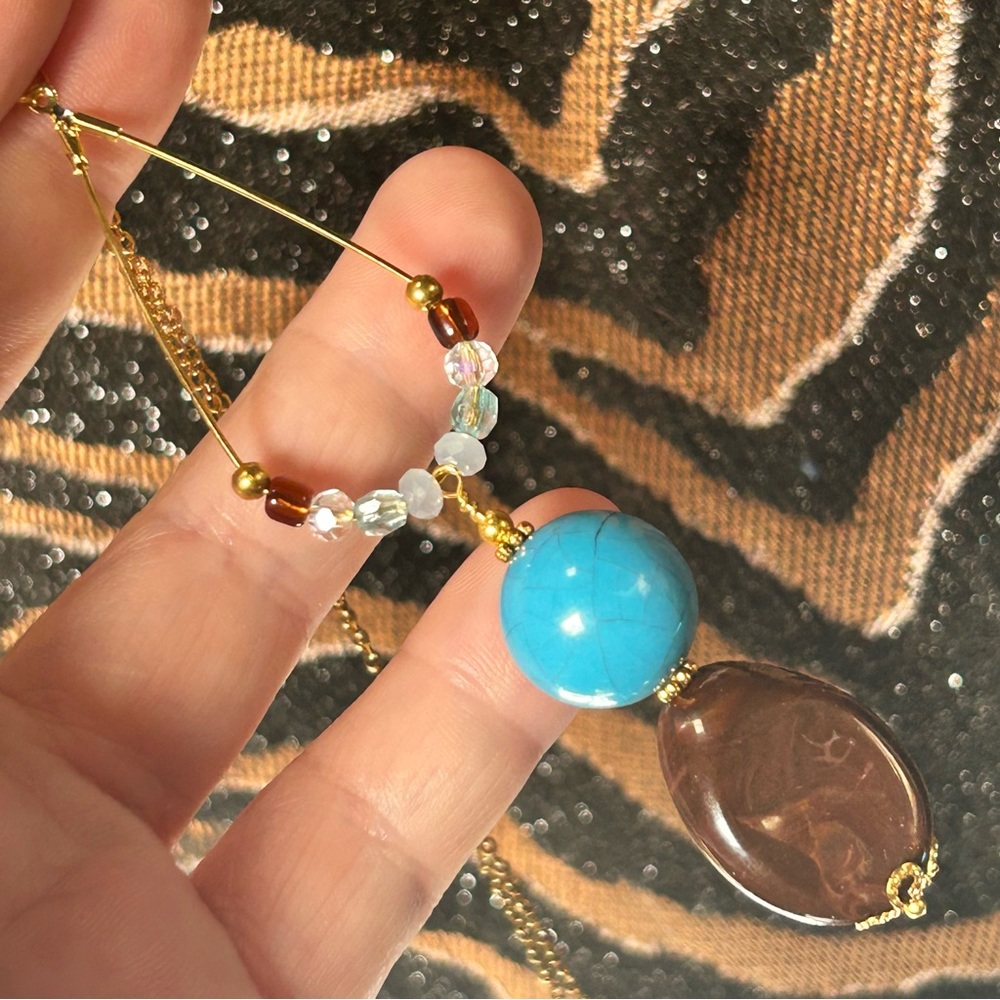 Handcrafted vintage bead changeable charm pendant on chain necklace
